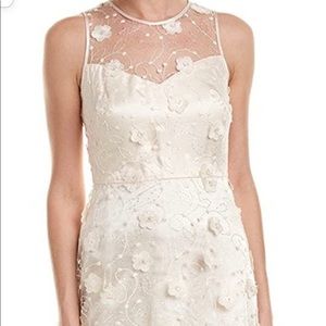 Taylor Embroidered Mesh 3D Flower Cocktail Dress